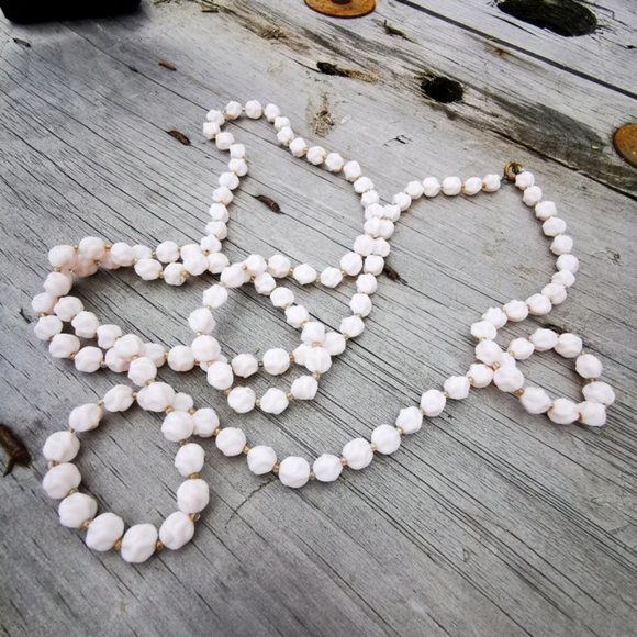 Vintage W. Germany Pale Pink Stone Beaded Necklace - Picture 2 of 13